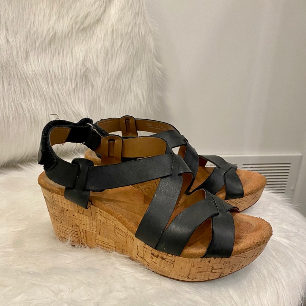 Black leather wedge by Clarks